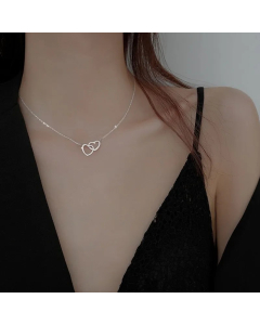 Steel Color Heart Shape Titanium Steel Plating 18K Gold Plated Necklace