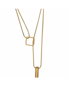 Vintage Style Square Titanium Steel Plating 18K Gold Plated Pendant Necklace