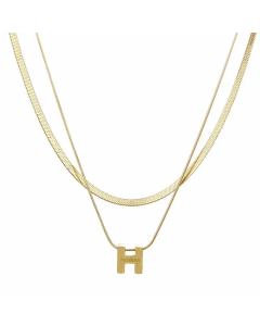 Punk Letter Titanium Steel Plating 18K Gold Plated Layered Necklaces