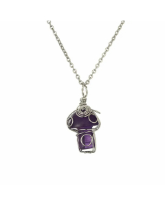 Retro Mushroom Stainless Steel Agate Plating Pendant Necklace