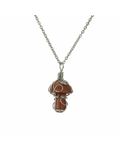 Retro Mushroom Stainless Steel Agate Plating Pendant Necklace