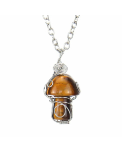 Retro Mushroom Stainless Steel Agate Plating Pendant Necklace