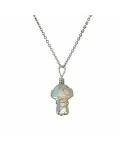 Retro Mushroom Stainless Steel Agate Plating Pendant Necklace