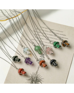 Retro Mushroom Stainless Steel Agate Plating Pendant Necklace