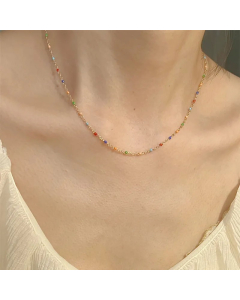 Vintage Style Simple Style Colorful Titanium Steel Plating 18K Gold Plated Necklace