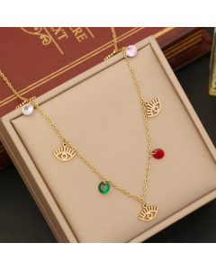 Simple Style Artistic Eye Butterfly Stainless Steel Artificial Crystal Plating Pendant Necklace