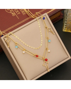 Simple Style Artistic Eye Butterfly Stainless Steel Artificial Crystal Plating Pendant Necklace_colorza_2