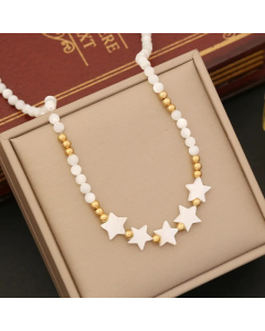 Vacation Star Heart Shape Flower Stainless Steel Shell Beaded Choker