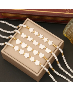 Vacation Star Heart Shape Flower Stainless Steel Shell Beaded Choker_colorza_8