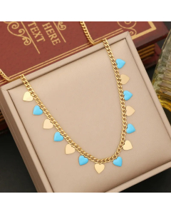 Modern Style Star Moon Heart Shape Stainless Steel Enamel Pendant Necklace