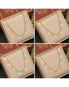 Modern Style Star Moon Heart Shape Stainless Steel Enamel Pendant Necklace_colorza_4