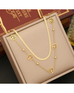 Artistic Palm Eye Butterfly Stainless Steel Plating Layered Necklaces