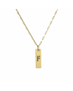 Letter F Rectangle Stainless Steel Copper Plating Inlay Zircon Gold Plated Pendant Necklace