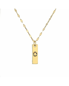 Letter O Rectangle Stainless Steel Copper Plating Inlay Zircon Gold Plated Pendant Necklace