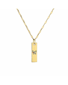 Letter W Rectangle Stainless Steel Copper Plating Inlay Zircon Gold Plated Pendant Necklace