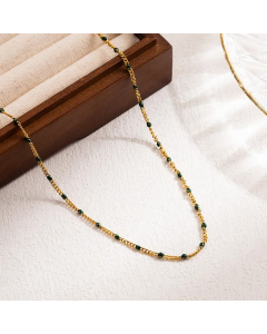 Vacation Round Stainless Steel Enamel 18K Gold Plated Necklace-Gold Color-01