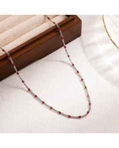 Vacation Round Stainless Steel Enamel 18K Gold Plated Necklace-Steel Color-02