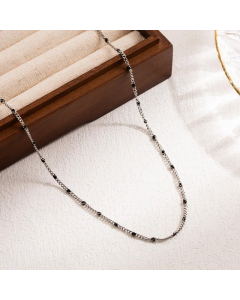 Vacation Round Stainless Steel Enamel 18K Gold Plated Necklace-Steel Color-03