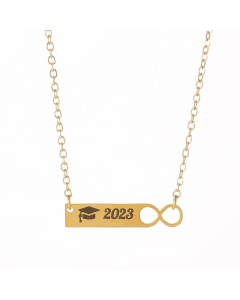 Gold Color Trencher Cap Number Stainless Steel Plating Necklace