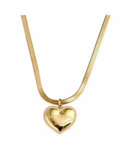 Retro Simple Style Heart Shape Titanium Steel Plating 18K Gold Plated Pendant Necklace