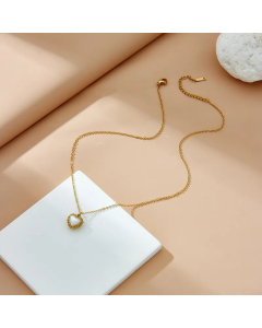 Simple Style Heart Shape Titanium Steel Plating Inlay Shell 18K Gold Plated Pendant Necklace