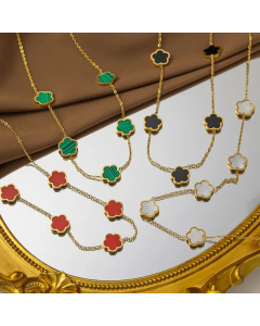 Simple Style Flower Titanium Steel Patchwork Necklace