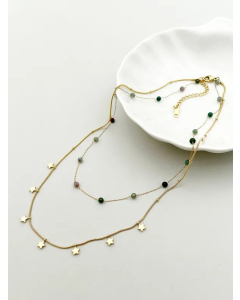Casual Vacation Sweet Star Stainless Steel Beaded Plating Gold Plated Layered Necklaces_colorza_1