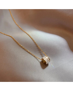 Retro Punk Round Stainless Steel Plating Inlay Zircon 18K Gold Plated Necklace