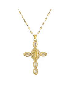 Wholesale Cross Stainless Steel Necklace Zircon Inlaid Pendant Necklace