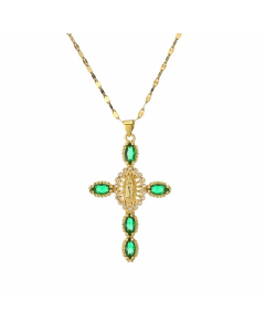 Wholesale Cross Stainless Steel Necklace Zircon Inlaid Pendant Necklace