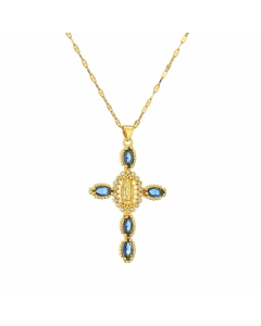 Wholesale Cross Stainless Steel Necklace Zircon Inlaid Pendant Necklace