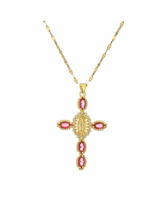 Wholesale Cross Stainless Steel Necklace Zircon Inlaid Pendant Necklace