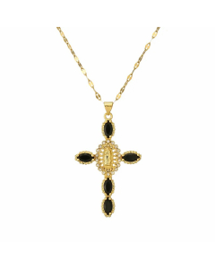 Wholesale Cross Stainless Steel Necklace Zircon Inlaid Pendant Necklace