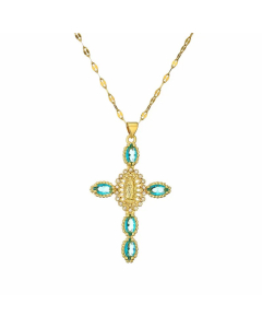 Wholesale Cross Stainless Steel Necklace Zircon Inlaid Pendant Necklace