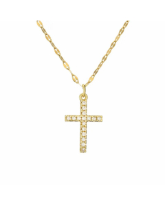 Casual Simple Style Cross Tree Stainless Steel Copper Plating Hollow Out Inlay Zircon Gold Plated Pendant Necklace
