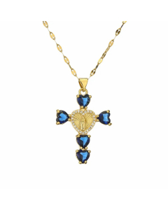 Wholesale Stainless Steel Cross Necklace Heart Shape Zircon Inlaid Necklace