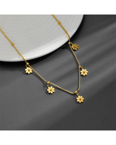 Sweet Simple Style Daisy Titanium Steel Plating 18K Gold Plated Pendant Necklace