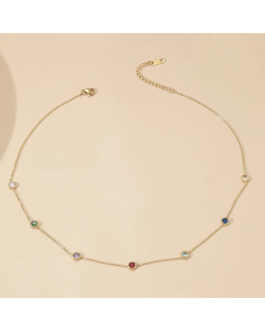 Casual Modern Style Round Titanium Steel Polishing Plating Inlay Rhinestones 18K Gold Plated Necklace
