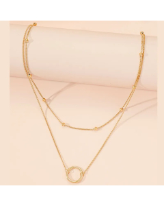 Gold Color Circle Titanium Steel Polishing Plating 18K Gold Plated Layered Necklaces