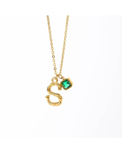 IG Style Simple Style Letter Square Stainless Steel Plating Inlay Zircon 18K Gold Plated Necklace