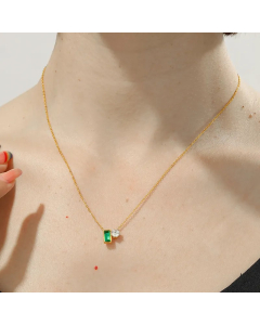 IG Style Simple Style Letter Square Stainless Steel Plating Inlay Zircon 18K Gold Plated Necklace