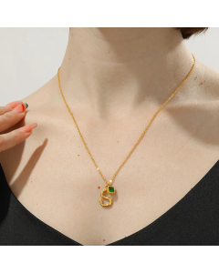 IG Style Simple Style Letter Square Stainless Steel Plating Inlay Zircon 18K Gold Plated Necklace