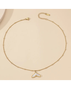 Casual Modern Style Fish Tail Titanium Steel Polishing Plating Inlay Shell 18K Gold Plated Pendant Necklace