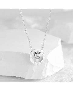 Steel Color Round Number Titanium Steel 18K Gold Plated Necklace