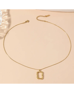 Casual Modern Style Rectangle Titanium Steel Polishing Plating Hollow Out 18K Gold Plated Pendant Necklace