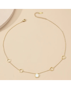 Modern Style Sweet Flower Titanium Steel Polishing Plating Inlay Shell 18K Gold Plated Necklace