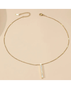 Casual Modern Style Rectangle Titanium Steel Polishing Plating Inlay Shell 18K Gold Plated Pendant Necklace