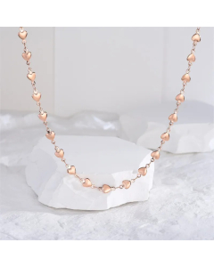 Rose Gold Color Heart Shape Titanium Steel Polishing Plating 18K Gold Plated Necklace