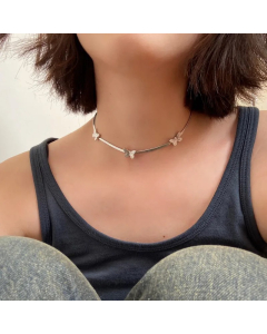 Steel Color Butterfly Titanium Steel Plating Gold Plated Necklace