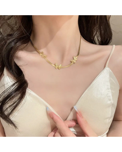 Gold Color Butterfly Titanium Steel Plating Gold Plated Necklace